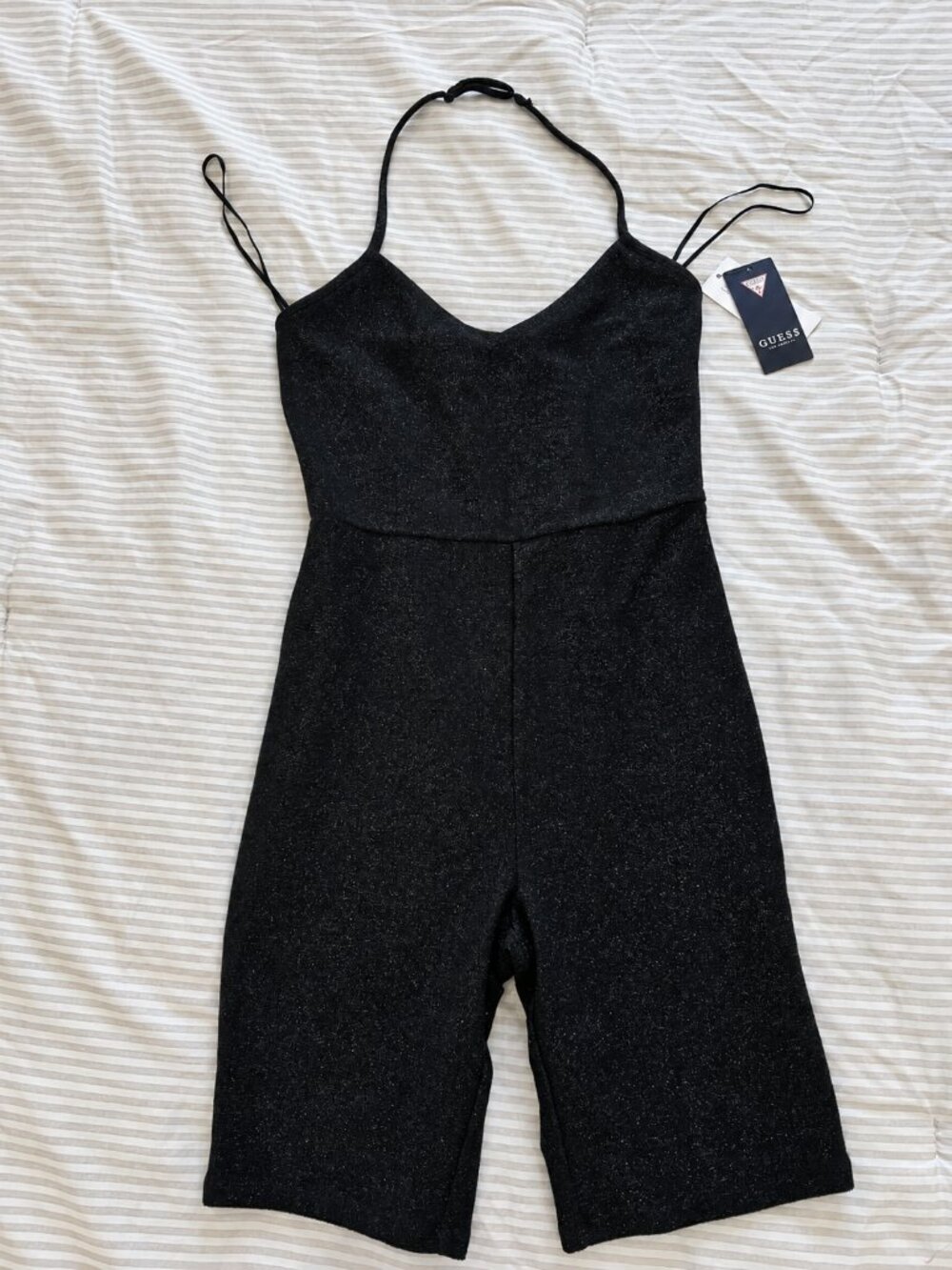 GUESS Black Glitter Halter Romper Size XS NWT